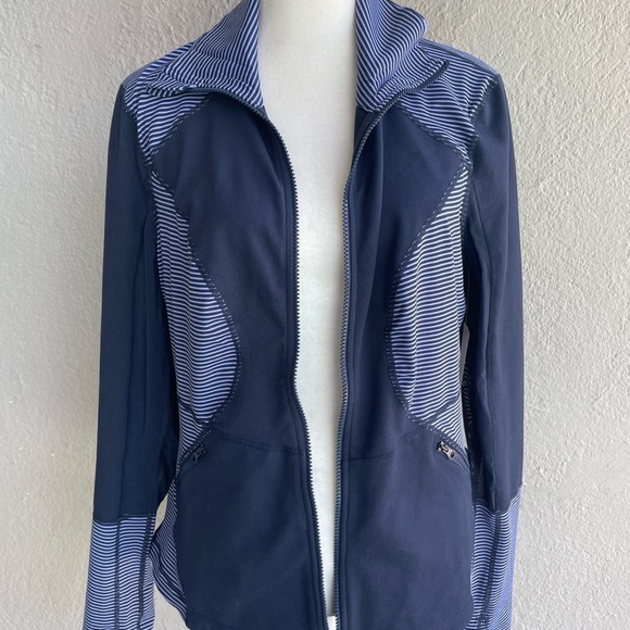 Zella Heathered Turquoise Blue Striped Zip Up Workout Jacket XL - Picture 12 of 12